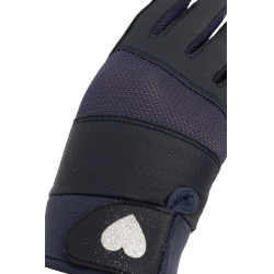 Horze Guantes De Equitación con Estampado de Corazones en Brillantina para Niños Horze Guantes De Equitación con Estampado de Corazones en Brillantina para Niños