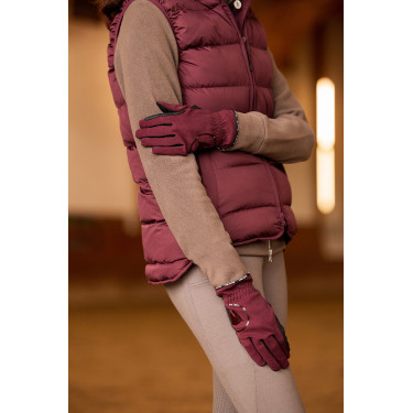 Guantes de equitación de verano Horze Nichelle para mujer Port Royale Burdeos