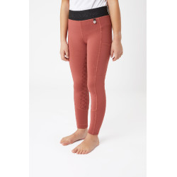Leggings de equitación con silicona Horze Leighton Adolescente de asiento completo con forro cálido Roano rojo