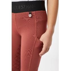 Leggings de equitación con silicona Horze Leighton Adolescente de asiento completo con forro cálido Roano rojo