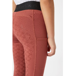 Leggings de equitación con silicona Horze Leighton Adolescente de asiento completo con forro cálido Roano rojo