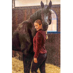 Chaqueta de equitación polar a rayas Horze Della para mujer Port Royale Burdeos