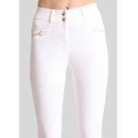 Pantalón de montar Molly Yati para mujer de talle alto Blanco / oro rosa Pantalón de montar Molly Yati para mujer de talle alto Blanco / oro rosa