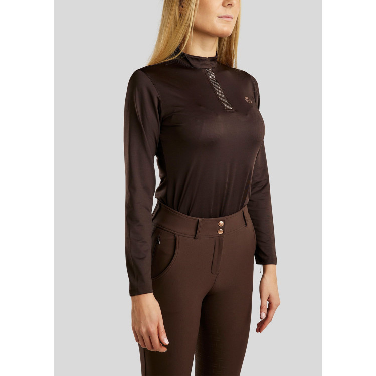 Polo de montar Briella de manga larga cristal oro rosa Curve mujer