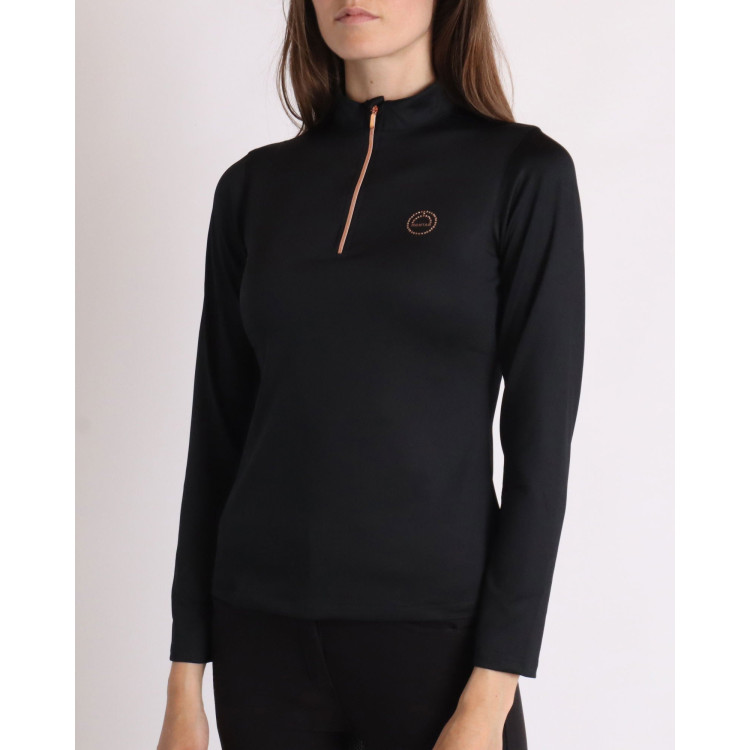 Polo de equitación Everly para niño de manga larga rosa dorado Polo de equitación Everly para niño de manga larga rosa dorado