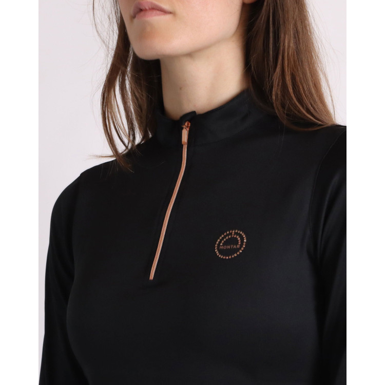 Polo de equitación Everly para niño de manga larga rosa dorado Polo de equitación Everly para niño de manga larga rosa dorado