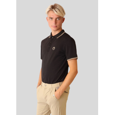 Polo de montar para hombre con cuello en contraste y mangas cortas Polo de montar para hombre con cuello en contraste y mangas cortas