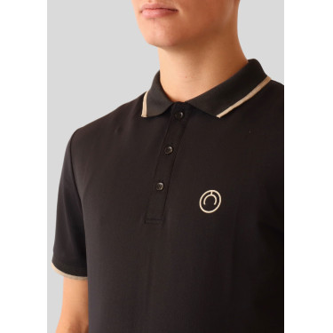 Polo de montar para hombre con cuello en contraste y mangas cortas Polo de montar para hombre con cuello en contraste y mangas cortas