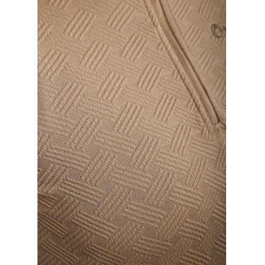 Polo de equitación MoCilia Jacquard refinado de manga larga para mujer Latté Marr&amp;amp;amp;oacute;n
