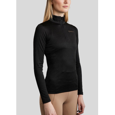 Polo de equitación MoCilia Jacquard refinado de manga larga para mujer Polo de equitación MoCilia Jacquard refinado de manga larga para mujer