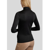 Polo de equitación MoCilia Jacquard refinado de manga larga para mujer Latté Marrón