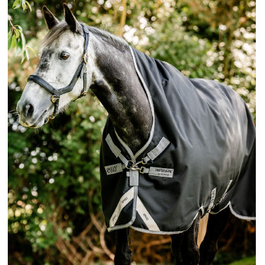 Manta para caballo Horseware High Neck Amigo® Bravo 12 Original 250g 1200D Negro / gris titanio / plata