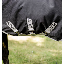 Manta para caballo Horseware High Neck Amigo® Bravo 12 Original 250g 1200D Negro / gris titanio / plata