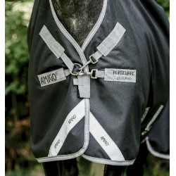 Manta para caballo Horseware High Neck Amigo® Bravo 12 Original 250g 1200D Negro / gris titanio / plata