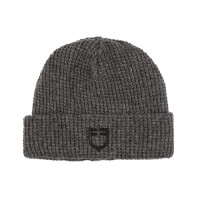 Gorro Equestro unisex de lana acanalada con logotipo Gris mezclado Gorro Equestro unisex de lana acanalada con logotipo Gris mezclado