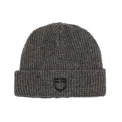 Gorro Equestro unisex de lana acanalada con logotipo Gris mezclado