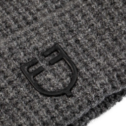 Gorro Equestro unisex de lana acanalada con logotipo Gris mezclado