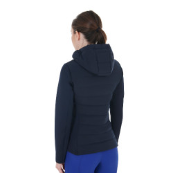 Plumífero con capucha Equestro para mujer en mezcla técnica Americana marina Azul marino