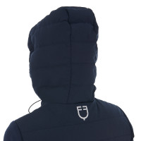 Plumífero con capucha Equestro para mujer en mezcla técnica Americana marina Azul marino