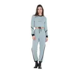 Pantalón tear-away para mujer con cremallera de largo completo Equestro Niebla gris Azul
