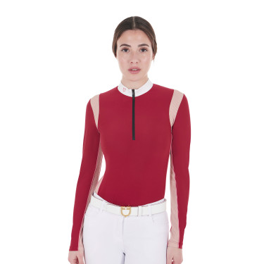 Polo de concurso para mujer con inserciones de malla Equestro Polo de concurso para mujer con inserciones de malla Equestro