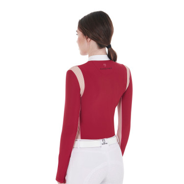 Polo de concurso para mujer con inserciones de malla Equestro Polo de concurso para mujer con inserciones de malla Equestro