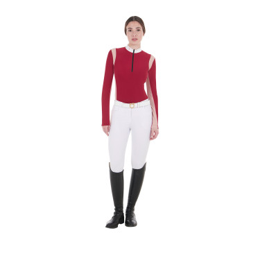 Polo de concurso para mujer con inserciones de malla Equestro Polo de concurso para mujer con inserciones de malla Equestro