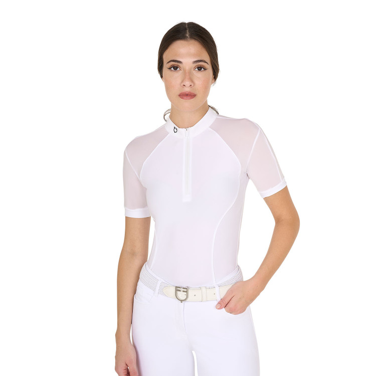 Polo de competición para mujer en tul elástico con cremallera Equestro Polo de competición para mujer en tul elástico con cremallera Equestro