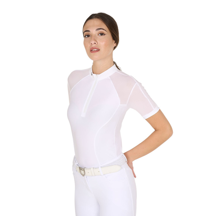 Polo de competición para mujer en tul elástico con cremallera Equestro Polo de competición para mujer en tul elástico con cremallera Equestro