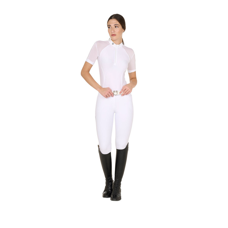 Polo de competición para mujer en tul elástico con cremallera Equestro Polo de competición para mujer en tul elástico con cremallera Equestro