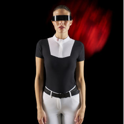 Polo de concurso para mujer Equestro Ridertechnology de manga corta con botones