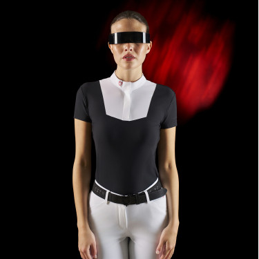 Polo de concurso para mujer Equestro Ridertechnology de manga corta con botones Polo de concurso para mujer Equestro Ridertechnology de manga corta con botones