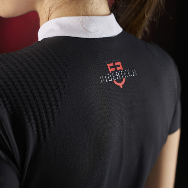 Polo de concurso para mujer Equestro Ridertechnology de manga corta con botones Polo de concurso para mujer Equestro Ridertechnology de manga corta con botones