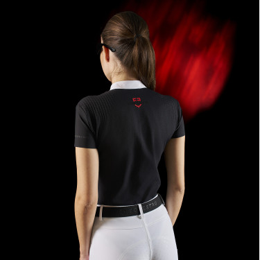Polo de concurso para mujer Equestro Ridertechnology de manga corta con botones Polo de concurso para mujer Equestro Ridertechnology de manga corta con botones