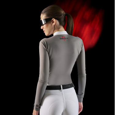 Polo de concurso para mujer Equestro Ridertechnology de manga larga con cremallera Polo de concurso para mujer Equestro Ridertechnology de manga larga con cremallera
