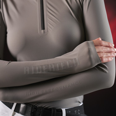 Polo de concurso para mujer Equestro Ridertechnology de manga larga con cremallera Polo de concurso para mujer Equestro Ridertechnology de manga larga con cremallera