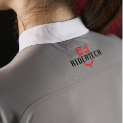 Polo de concurso para mujer Equestro Ridertechnology de manga larga con cremallera Pájaro burlón Gris