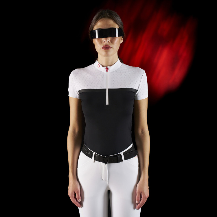 Polo de concurso para mujer Equestro Ridertechnology en tejido perforado