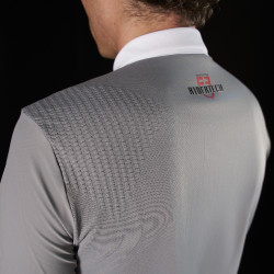 Polo de concurso para hombre Equestro Ridertechnology de manga corta con botones Pájaro burlón Gris