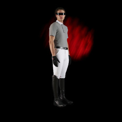 Polo de concurso para hombre Equestro Ridertechnology de manga corta con botones Pájaro burlón Gris