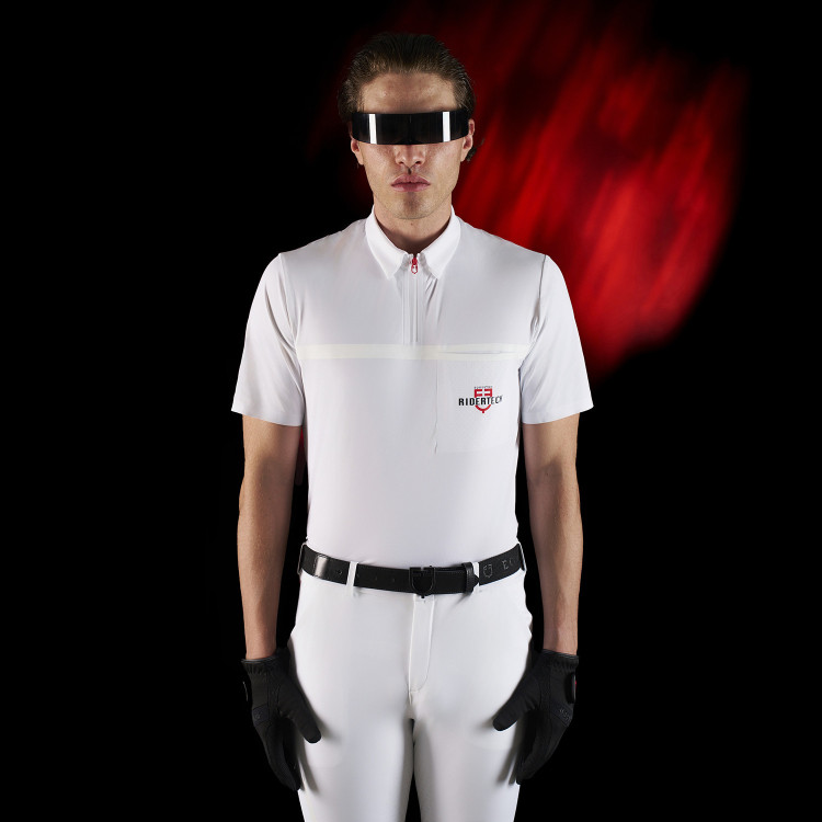 Polo de competición para hombre Equestro Ridertechnology de manga corta con cremallera Polo de competición para hombre Equestro Ridertechnology de manga corta con cremallera