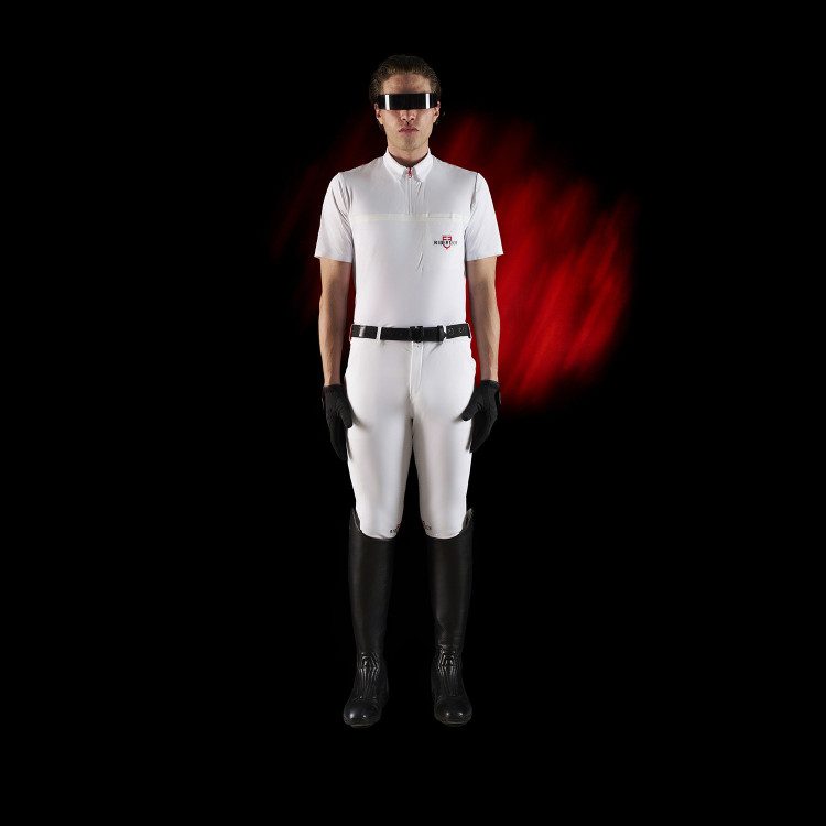 Polo de competición para hombre Equestro Ridertechnology de manga corta con cremallera Polo de competición para hombre Equestro Ridertechnology de manga corta con cremallera