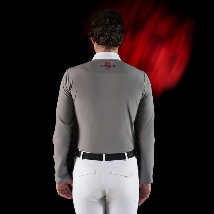 Polo de concurso para hombre Equestro Ridertechnology de manga larga con botones Polo de concurso para hombre Equestro Ridertechnology de manga larga con botones
