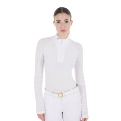 Polo de concurso slim fit para mujer con inserciones de malla Equestro