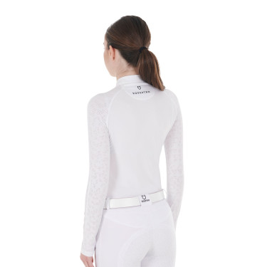 Polo de concurso slim fit para mujer con inserciones de malla Equestro Polo de concurso slim fit para mujer con inserciones de malla Equestro
