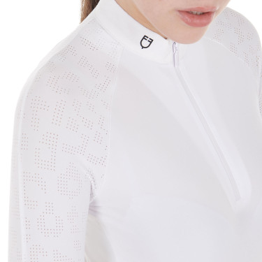Polo de concurso slim fit para mujer con inserciones de malla Equestro Polo de concurso slim fit para mujer con inserciones de malla Equestro