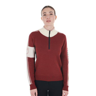 Jersey de cuello alto Equestro para mujer con cremallera