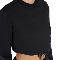 Sudadera corta con cuello redondo para mujer Equestro Niebla gris Azul Sudadera corta con cuello redondo para mujer Equestro Niebla gris Azul