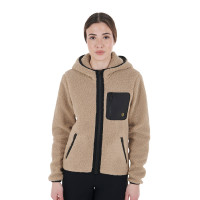 Sudadera polar para mujer con bolsillo Equestro Incienso Beige Sudadera polar para mujer con bolsillo Equestro Incienso Beige