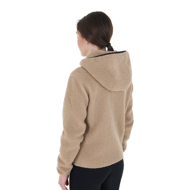 Sudadera polar para mujer con bolsillo Equestro Incienso Beige